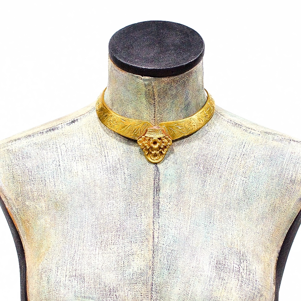 VTG 70's Brass Collar Choker Necklace India Boho